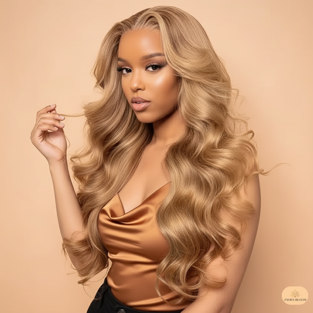 Honey Blonde Body Wave Lace Front Wig - 30 Inch
