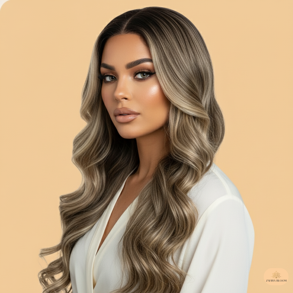 Long Wavy Lace Front Wig - Ombre Colors