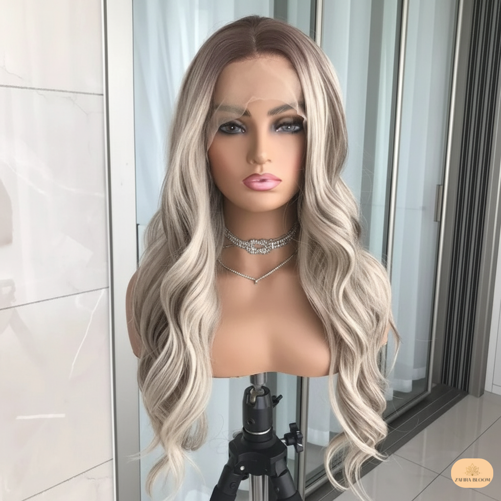 Ash Blonde Body Wave Lace Front Wig - Pre Plucked & Natural