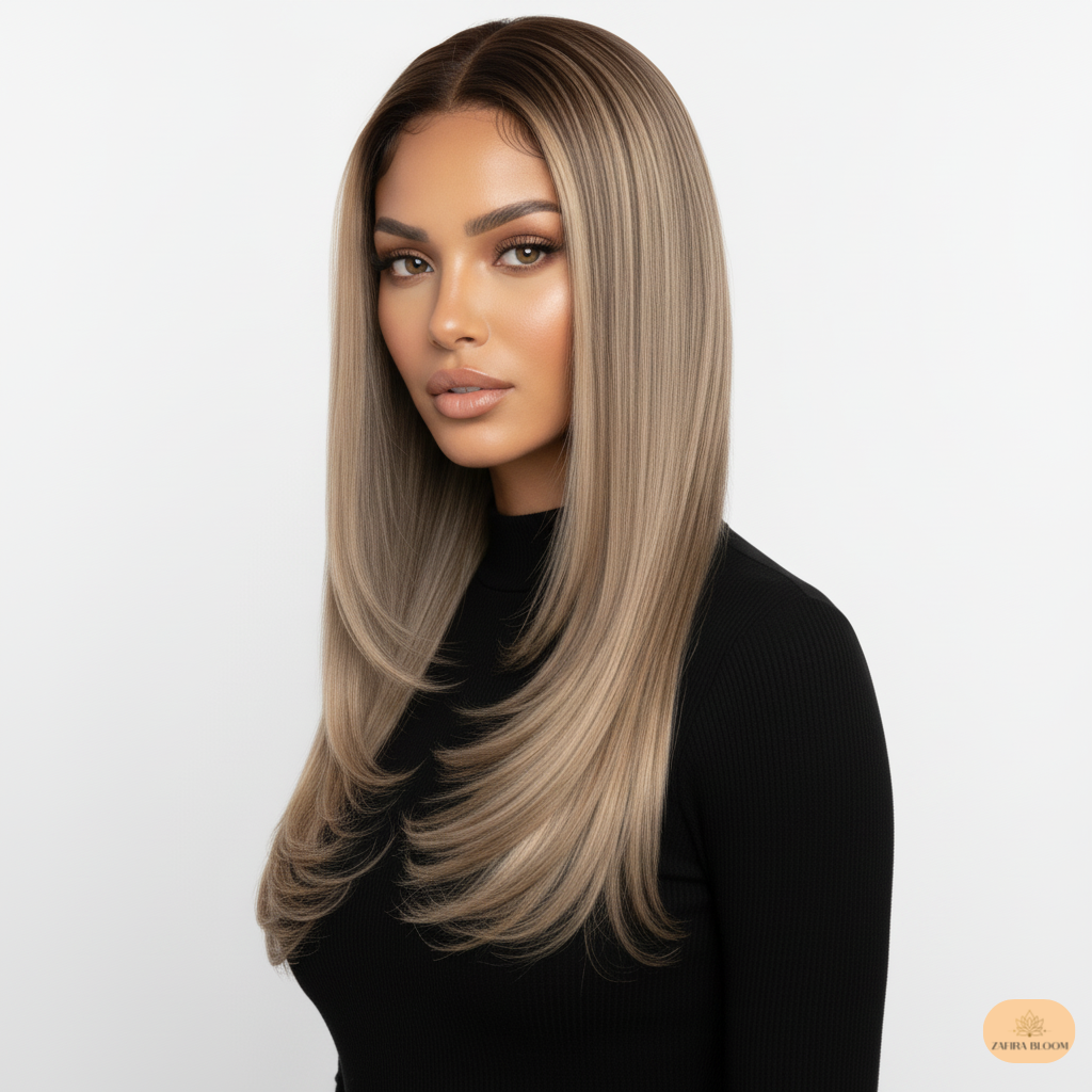 Layered Blonde Wig - Synthetic Lace Front for Women