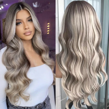 Ash Blonde Body Wave Lace Front Wig - Pre Plucked & Natural