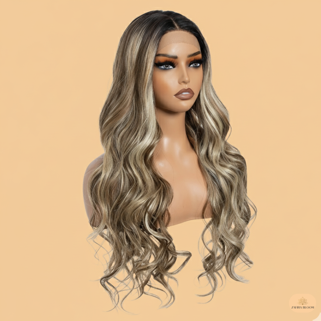 Long Wavy Lace Front Wig - Ombre Colors