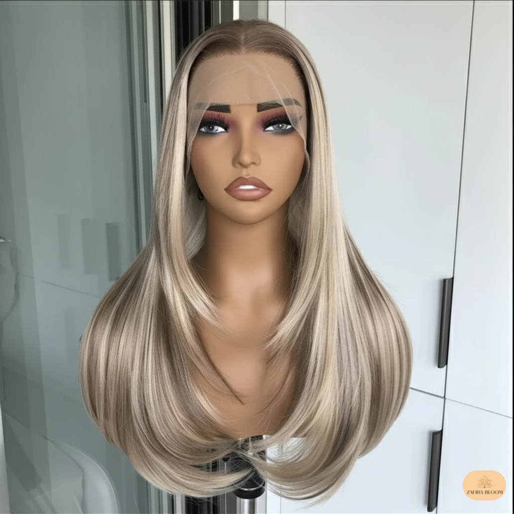 Layered Blonde Wig - Synthetic Lace Front for Women