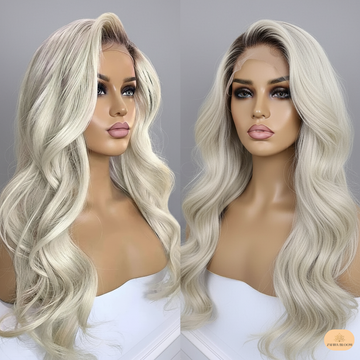 Glamorous Platinum Blonde Body Wave Lace Front Wig