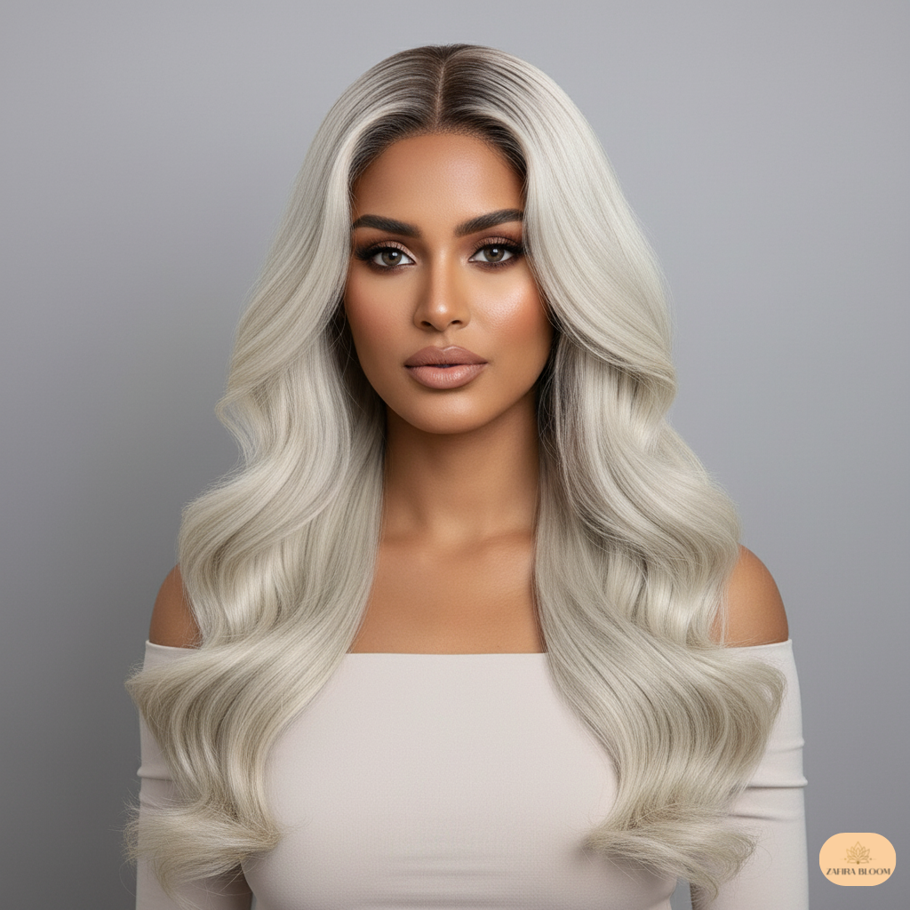 Glamorous Platinum Blonde Body Wave Lace Front Wig
