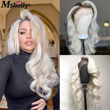 Glamorous Platinum Blonde Body Wave Lace Front Wig